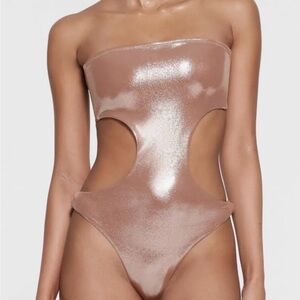 SKIMS Metallic Nude One Piece Swimsuit